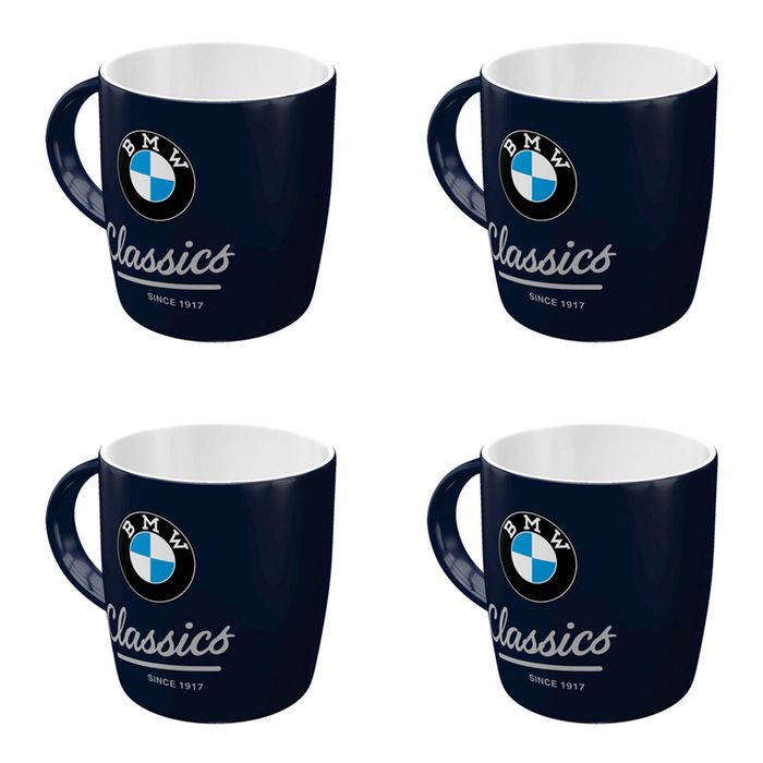 4x Nostalgic-art Ceramic Mug Bmw Classics Retro Design 9x9cm Black