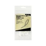 Click 100mm White Releasable Cable Tie - 25 Pack