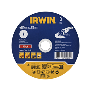 IRWIN 115 x 22mm 80 Grit Fibre Disc - 3 Pack