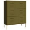 vidaXL Drawer Cabinet Olive Green Steel Sideboard Cupboard Display Cabinet