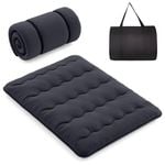 Costway Foldable Floor Mattress Roll Up Mat w/Carry Bag 203 x 152cm - Black