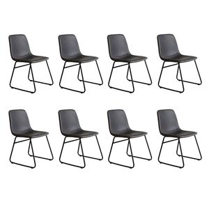 Levede 8pcs Vintage-Style PU Leather Dining Chairs - Black
