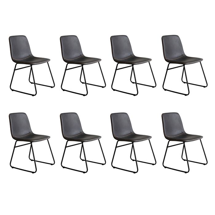 Levede 8pcs Vintage-Style PU Leather Dining Chairs - Black