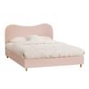 Oikiture Bed Frame Queen Boucle Pink