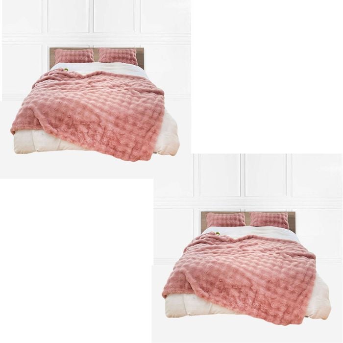 SOGA 2X 200cm Pink Fur Throw Blanket