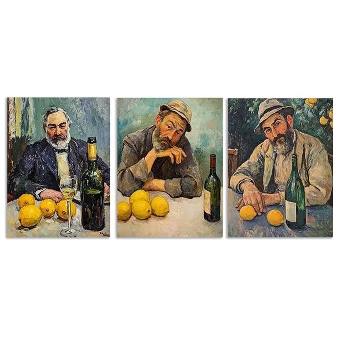 3pcs Drunk man Art Painting  Print 100% Australian Made 3 x 40x60cm (Metal Print)