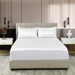 Royal Comfort Satin Sheet Set 3 Piece White King