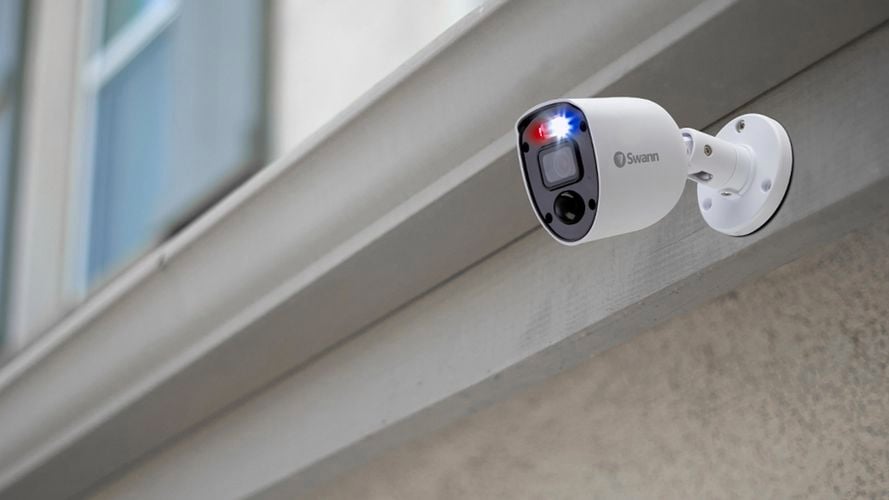 Swann security camera on a house exterior