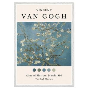 Galrie Van Gogh's Almond Blossom Art Print Stunning Post-Impressionist Masterpiece, White Frame, 50 x 70cm (20 x 28inch)