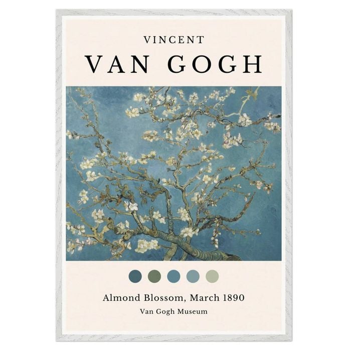 Galrie Van Gogh's Almond Blossom Art Print Stunning Post-Impressionist Masterpiece, White Frame, 50 x 70cm (20 x 28inch)
