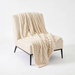 SOGA Cream Flannel Polyester Throw Blanket 200x230cm