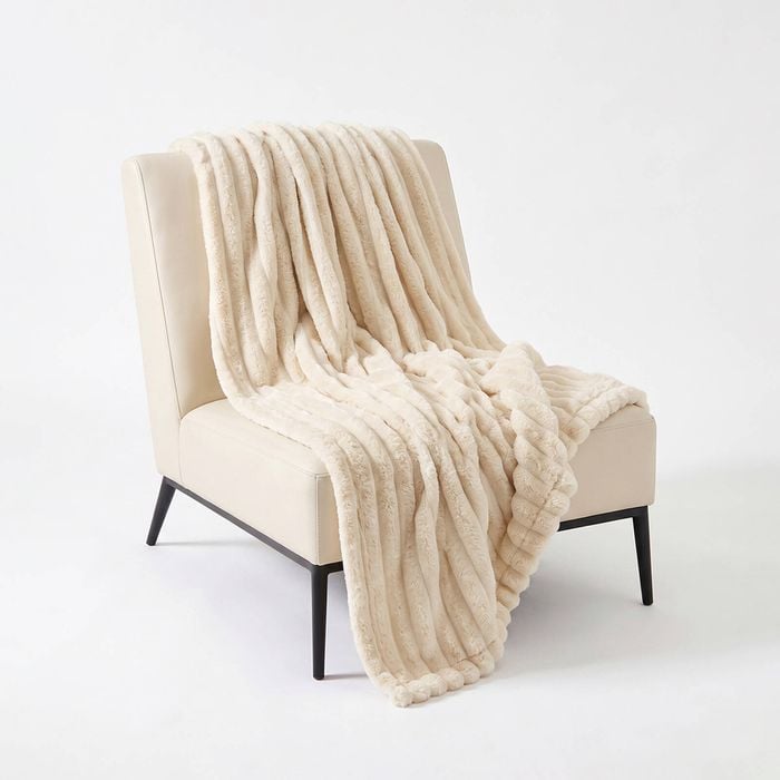 SOGA Cream Flannel Polyester Throw Blanket 200x230cm