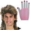 2Pcs Set Golden Blonde Bullet Wig + Fishnet Gloves 70s 80s Wos Costume Party LIGHTPINK One Size Fits Most