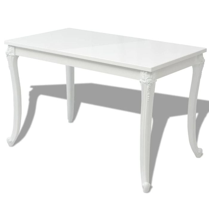 vidaXL Dining Table 116x66x76cm High Gloss White Kitchen Furniture Rectangular