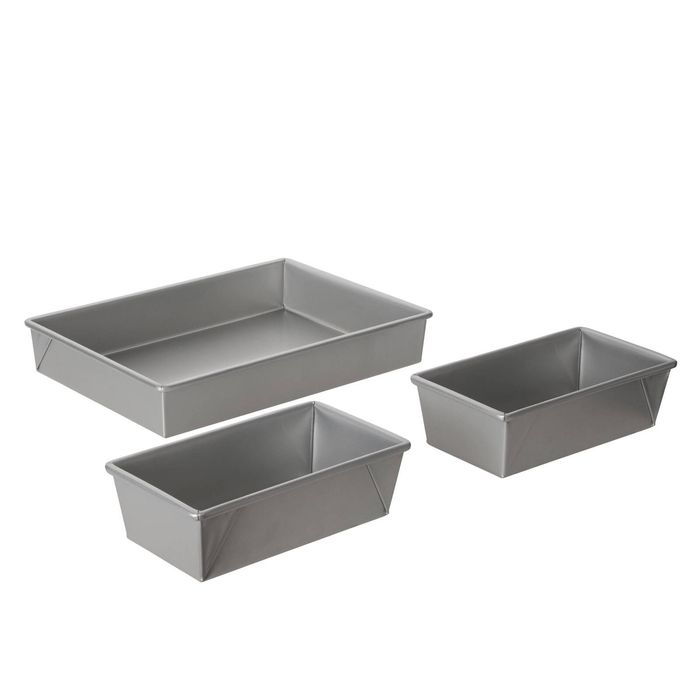 Davis & Waddell Non-Stick Rectangle Loaf Tray3pcs Set - Silver  34.5x24.5x5.7cm
