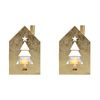 2PK LVD Metal Xmas Tree House Candle Holder Home/Living Room Decor 11x18cm Gold