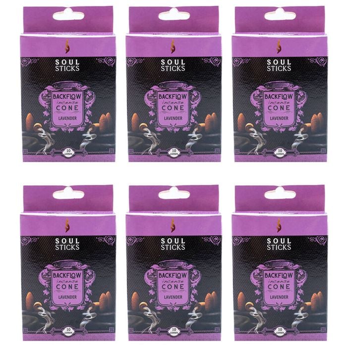6x 10pc Wild Scents Soul Sticks Backflow Incense Cones Home Fragrance Lavender