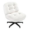 Advwin Armless Office Chair Teddy Fleece Ergonomic Cross Legged Chair Swivel Vanity Chair White