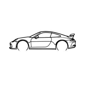 Ignite Laser Porsche 911 (991.2) GT3 Silhouette Metal Wall Art Rustic Metal 15.7inch/40cm