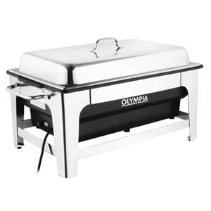 Olympia Electric Chafing Dish Stainless Steel Adjustable Temperature 13.5l 362x638x347mm Buffet Food Warmer