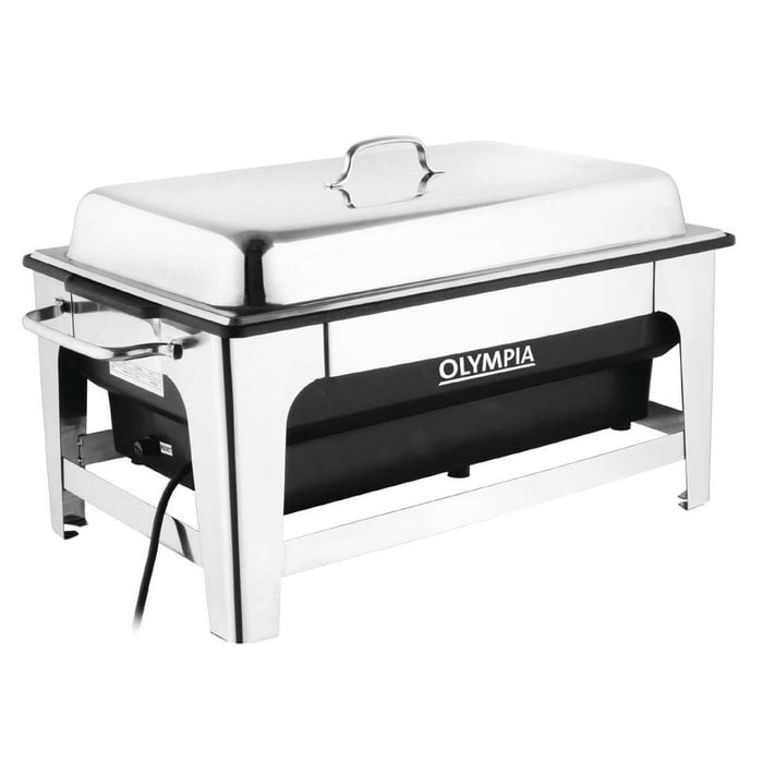 Olympia Electric Chafing Dish Stainless Steel Adjustable Temperature 13.5l 362x638x347mm Buffet Food Warmer