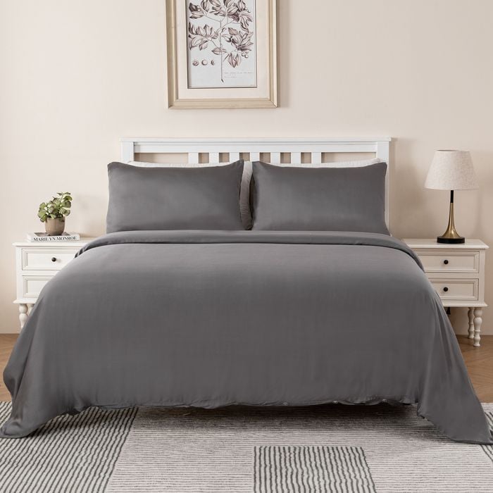 LINENOVA 100% Organic Bamboo Quilt Cover Set - Double,Charcoal