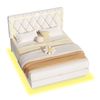 Advwin LED Floating Bed Frame With Charging Station Velvet Upholstered Headboard Queen Size, Beige