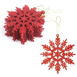 Catzon 12Pcs Christmas Snowflake Hanging Decor for Xmas Trees-Red