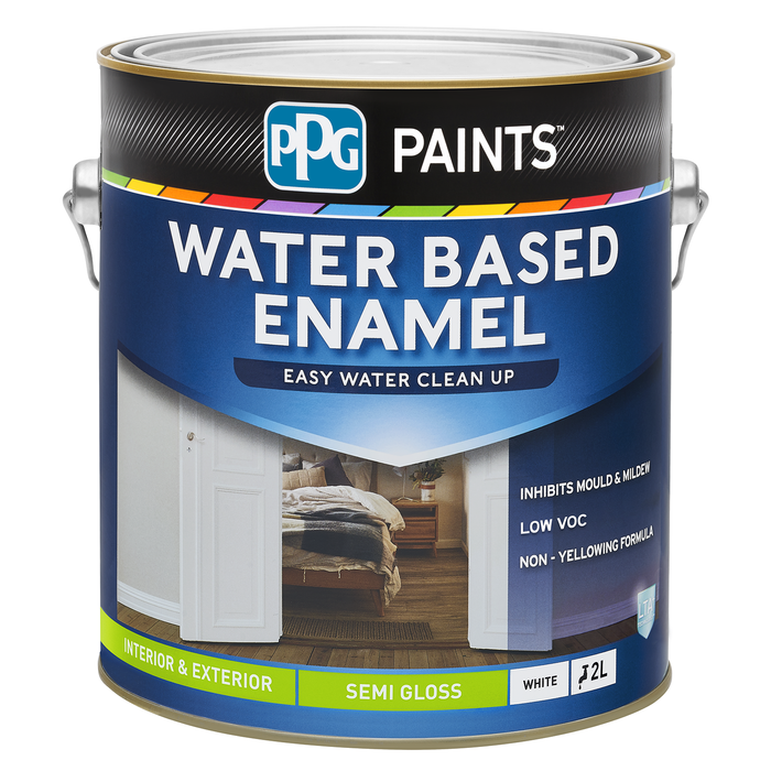PPG Paints White Semi Gloss 2L Water Based Enamel Paint