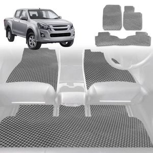 6D Diamond Car Floor Mats for Isuzu D-Max Crew Cab 2020-Current-Full Set-Grey-Outback GT
