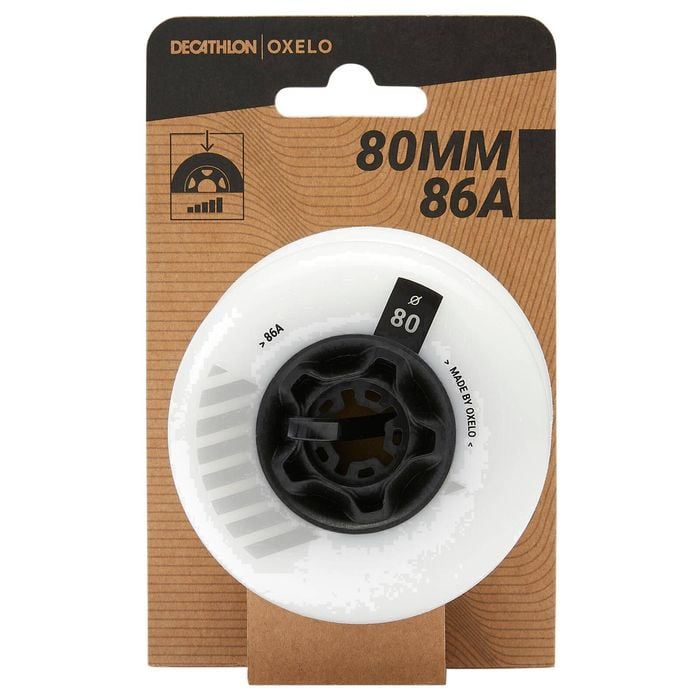 Decathlon - 80 Mm 86A Freeride Inline Skating Wheels 4-Pack - White - One Size
