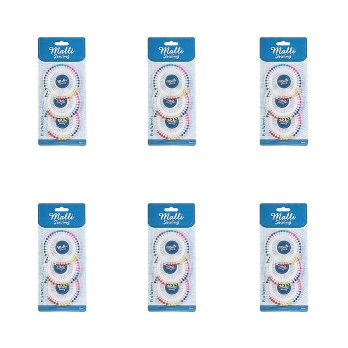 6x 12pc Malli Sewing Dressmaker Steel Round Diy Sewing Pin Wheel Set Assorted