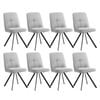 Oikiture 8x Dining Chair Kitchen Seat Linen Fabric Accent Chair Grey