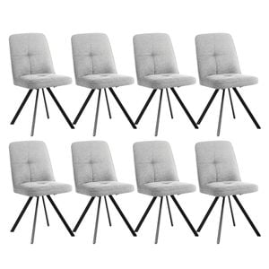 Oikiture 8x Dining Chair Kitchen Seat Linen Fabric Accent Chair Grey