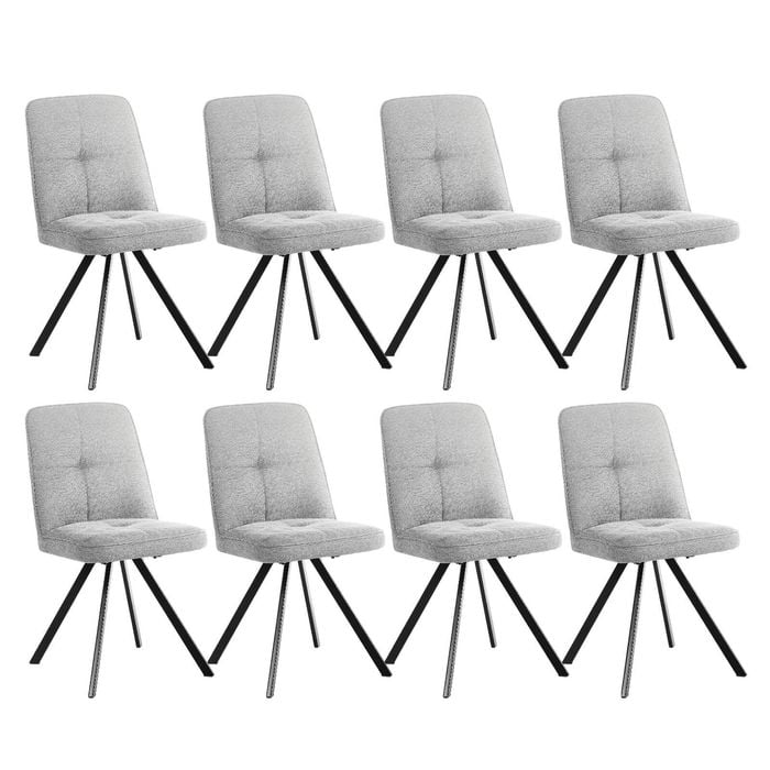 Oikiture 8x Dining Chair Kitchen Seat Linen Fabric Accent Chair Grey