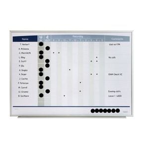 Quartet 58x41cm Magnetic In/out Board Matrix Personnel Whiteboard W/ Dots/marker