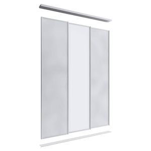 Lugna 2400 x 1800mm Clear Anodised 2 Mirror 1 Melamine Wardrobe Triple Sliding Doors