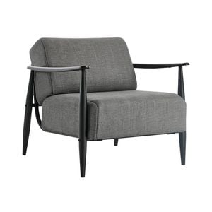 Oikiture Wooden Armchair Lounge Sofa Chair Fabric Accent Armchairs Grey