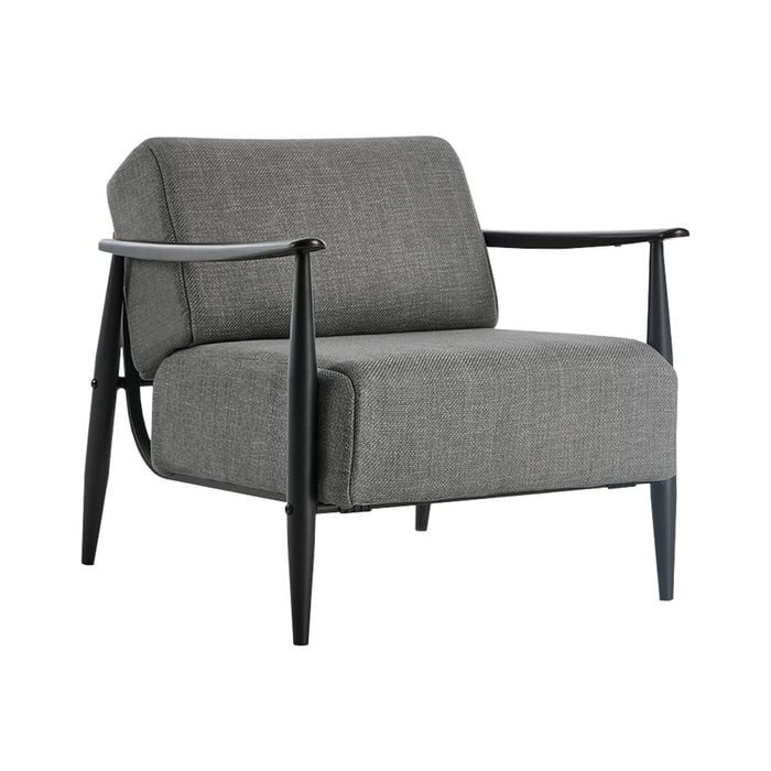 Oikiture Wooden Armchair Lounge Sofa Chair Fabric Accent Armchairs Grey