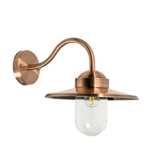 CLA Lighting Payong Exterior Sun Hat Shape with Clear Glass Wall Light IP44 Copper