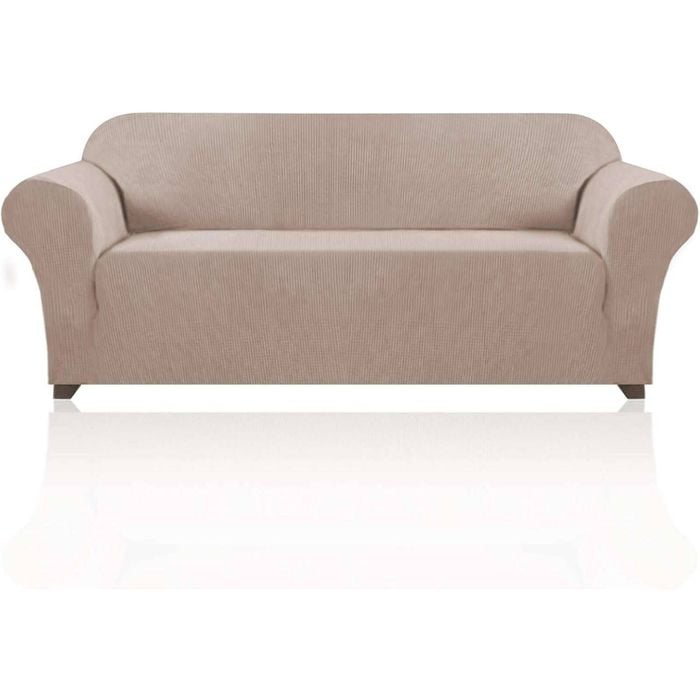 Smarcute 4 Seater High Stretch Jacquqard Textured Sofa Cover Sand