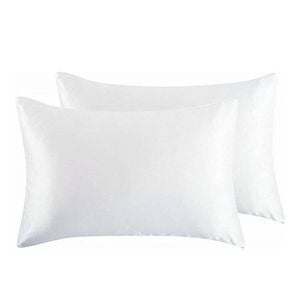 Catzon 2 Pcs Luxury Silky Satin Pillowcases with Zipper for Hair and Skin 50X75cm-White