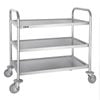 Vogue Stainless Steel 3 Tier Clearing Trolley Medium 855x810x455mm Commercial Kitchen Storage Carts