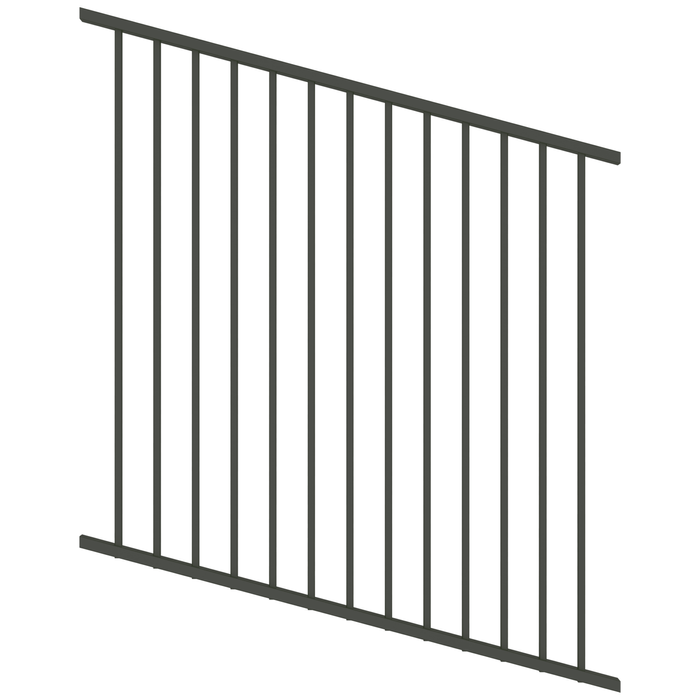 ProtectorAl 0350-1200W x 1200H Woodland Grey Flat Top Square Picket Pool Fence Panel Raked Up to 15º