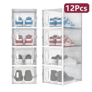 Advwin 12Pcs Clear Shoe Storage Case Display Box Stackable Sneaker Rack Aromatic White