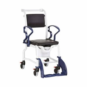 Compact Shower Commode Chair For Small Adults - Cushioned Seat, Swing Armrests, 90kg Capacity