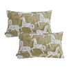 SOGA 2X 35cm Vintage Olive Green White Horse Pattern Throw Pillow