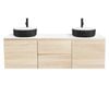 CIBO 1500mm Coast Veneer Nordic Wall Hung Bathroom Vanity With Black And White Basins