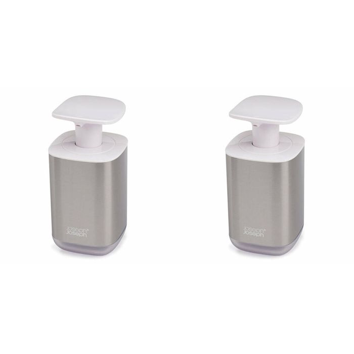 2PK Joseph Joseph Presto Steel 8x16cm Bathroom/Kitchen Soap Liquid Dispenser
