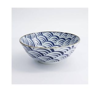 Tokyo Design Porcelain Ramen Bowl Blue Wave Microwave Safe 21x8cm Gift